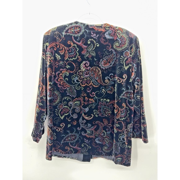 Vintage Maggie Barnes Floral Paisley Velvet Blazer Sz 20 Unique Retro Maximalist - Picture 5 of 6